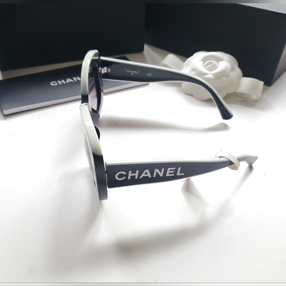 Chanel Logo Two Tone slSquare Sunglasses Brand New - Picture 6 of 8